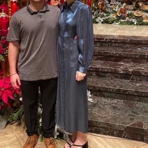 Metallic Blue Wild Pony Brand Shirt Dress